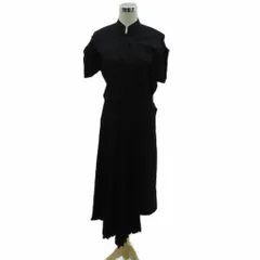 ザラ ZARA ワンピース S 黒 ブラック スタンドカラー 半袖 ロング丈 アシンメトリー /HO14 ■GY61