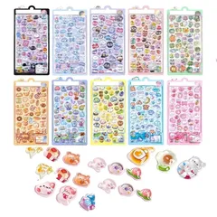 シール ぷくぷく 10枚 可愛い ぷくぷくシール 立体 ごほうび ステッカー ぷっくり デコシール 水筒 スマホケース 手帳 アルバム (10styles 10枚) 1