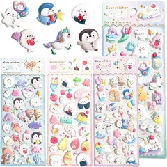 TattiOut 2026年新型更新中 シール ぷくぷく 4枚 マシュマロ【10種類以上】立体シール ぷにぷに ぷっくり デコシール 3D 手帳デコ ごほうび スマホケース ステッカー 猫 おばけ ペンギン 癒し 推し活デコ 女の子 子供 プレゼント 可愛 0