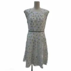 ハナエモリ HANAE MORI アルマアンローズ ALMA EN ROSE ワンピース 38 M 白 ホワイト 花柄 ドット柄 ノースリーブ ラウンドネック ひざ丈 /YS21 ■GY61