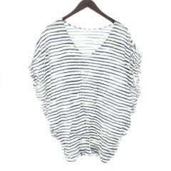 【中古】パパス Papas アロハシャツ ステンカラー 半袖 麻 リネン ロゴ くま 総柄 48 M 白 ホワイト ■GY19 /MQ パパス Papas アロハシャツ ステンカラー 半袖 麻 リネン ロゴ くま 総