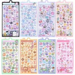 MILANQW ぷくぷくシール 3D立体 8枚セット ドロップ ぷっくり 女の子 キラキラ 手帳 スマホデコ DIY プレゼント 0