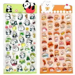 シール 可愛い 2枚セット 3D 立体 ぷっくり デコシール 貼り付けが簡単 キラキラな 女の子 ギフト 携帯電話飾り用 DIY用 手帳用 ごほうび 0