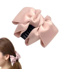 ヘアクリップ リボン バレッタ リボンクリップ ヘアアクセサリー バンスクリップ ボリューム 上品 (ピンク) [ピンク]