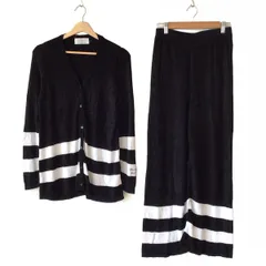 gelato pique(ジェラートピケ) レディースパンツセットアップ レディース - 黒×白 ボーダー/JOEL ROBU CHONコラボ