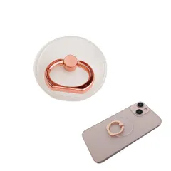 スマホリング スタンド 透明 落下防止リング ホールドリング 薄型 スタンド 車載ホルダー 360回転 iPhone/Android各種他対応 (ローズゴールド) [ローズゴールド]
