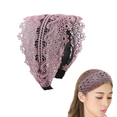 カチューシャ レディース レース 痛くない ヘアバンド 幅広 太め 痛くならない オシャレ シンプル おしゃれ ゆるめ ゆるい ヘアアレンジ ヘッドバンド 大人 可愛い ヘアアクセ リボン 髪飾り (ピンク) [ピンク]