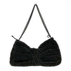 ANTEPRIMA(アンテプリマ) ショルダーバッグ ワイヤーバッグ シルバー×黒 ストラップ着脱可/チェーンショルダー/リボン