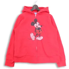 Tokyo Disney RESORT 東京ディズニーリゾート 限定 ミッキーマウス★ 裏起毛 ジップ フーディー パーカー Sz.L　メンズ 赤
