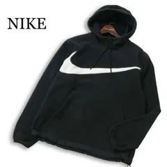 NIKE ナイキ 秋冬 ビッグ ロゴ★ フリース プルオーバー パーカー Sz.M メンズ 黒