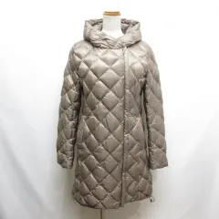 23区 オンワード樫山 美品 フーデッド キルティング ダウン コート 38 薄茶 ブラウン ナイロン 裏地付き