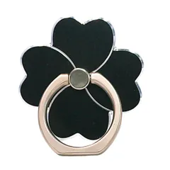 スマホリング スタンド 携帯リング 落下防止 片手操作 動画スタンド対応 ホールドリング クローバー (ブラック) [ブラック]