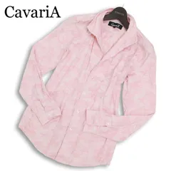 CavariA キャバリア 通年 襟ワイヤー★ 長袖 カモフラ 迷彩 総柄 イタリアンカラー シャツ Sz.44 メンズ ピンクのサムネイル