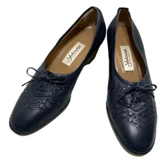 【美品】銀座ヨシノヤ (23) パンプス ウェッジソール アーモンドトゥ 本革 レザー 希少デザイン