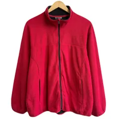 LAND'S END ランズエンド フリースジャケット 無地 フルジップ ポケット付き 赤 XLサイズ No.L841