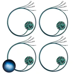 Lezalic LED 電飾 リード線 4本 磁気スイッチ 4個セット 点灯 点滅 ボタン電池 (CR927対応) 模型 プラモデル ジオラマ ライト ワイヤレス 超小型 (ホワイト 4) [ホワイト 4]