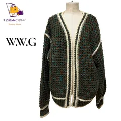 WHO'S WHO gallery WWG ダメージデザイン カーディガン ミックスニット オーバーサイズ ゆるだぼ 厚手 ユニセックス フリーサイズ