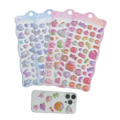 Tibemi うるちゅるポップシール 3D立体ぷっくりシール 可愛い 女の子 8枚入り PVC製 手帳/日記帳/カレンダー/アルバム/スマホケース/水筒/文房具 DIY飾り用 手芸用品 贈り物 0