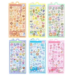 サムコス 立体デコシール 多種デザイン シールセット 6枚セット ぷっくり 3Dシール キラキラ 可愛い キッズ デコ 貼り紙 インテリア 手作り 手帳 カラフル 多用途 スマホケース 手帳 DIY アニメ キッズ プレゼント 子供向け ハンドクラフト ギ 1