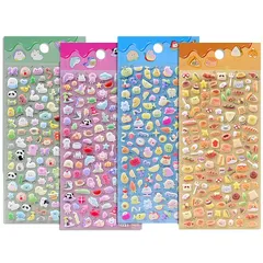 Renjzle シール ぷくぷく立体 3D 可愛い キラキラ ご褒美シール 手帳用 DIY 手芸 スマホケース飾り 携帯電話装飾 子供向け 女の子贈り物 に最適 貼り付け簡単 デコシール 手芸用品 ぷっくり触感 多用途対応 (4枚スタイルC) 1