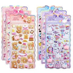 【6枚セット】おしりぷにぷにシール マシュマロシール 動物 女の子 ぷっくり ぷくぷく 3D立体ステッカー かわいい ふわり触感 手帳・ノート・封筒装飾 貼り直し可能 0