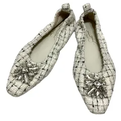 【美品】ルタロン (23) パンプス フラットシューズ アーモンドトゥ 飾り 刺繍 希少デザイン