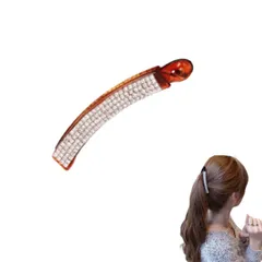 バナナクリップ レディース ヘアアクセサリー リボン ヘアクリップ 大きめ 髪留め しっかり留まる シンプル 可愛い 大人 (ブラウン, シンプル) [ブラウン] [シンプル]