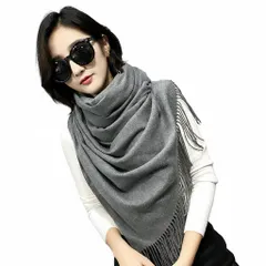 [RED RAY] [レッドレイ] ストール 大判 レディース 無地 厚手 チェック ショール ギフト プレゼント 結婚式 マフラー カシミヤタッチ風 (グレー) [グレー]