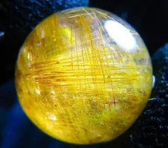 超金運上昇★天然水晶★ルチルクォーツ ★台付き★丸玉19mm★tｋ4276