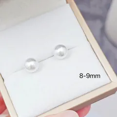 【特割】（8〜9mm）テリ抜群・天然淡水パールピアスホワイト