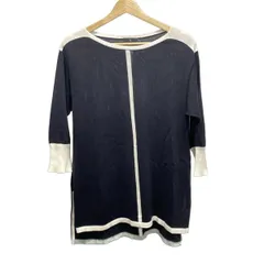 LANVIN COLLECTION(ランバンコレクション) 長袖カットソー サイズ38 M レディース - 黒×白 クルーネック