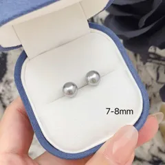 【特割】（7〜8mm）テリ抜群・天然淡水パールピアス グレー