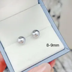 【特割】（8〜9mm）テリ抜群・天然淡水パールピアス グレー