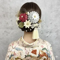 【新作】成人式髪飾り 結婚式髪飾り/ウエディング ヘッドドレス ヘッドパーツ 卒業式 色打掛 サテンつまみ細工 グレー