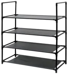 在庫処分 ONE) フリーラック 4段 幅57×奥行28高さ×71.8cm トレードワン(TRADE 耐荷重4kg 組立簡単 軽量 大容量 ブラック 10516