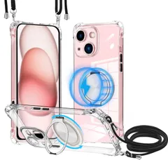 在庫処分 肩掛け 首掛け カバー 斜めがけ 15 紐付き 15 韓国 あいほん 耐衝撃 ショルダー 米軍MIL規格取得 スタンド機能 ネック 縦横両対応 ワイヤレス充電 長さ調整可能 用 落下防止 用 透明 360度回転できる TPU スタンド 薄型 リング