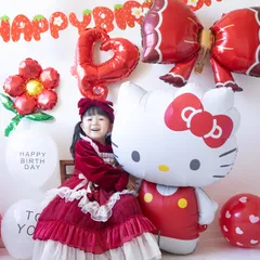 3rd Design ハローキティ バルーンセット キティちゃん 誕生日 飾り付け 風船 ガーランド付き パーティー デコレーション eガイドブック付き (キティ) [キティ]