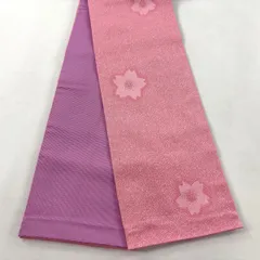 半幅帯 優品 桜 幾何学 ピンク 化繊 【中古】