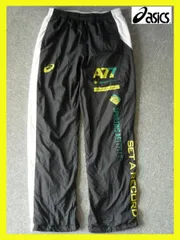 ASICS アシックス A77 ウインドブレーカー ジャージパンツ 黒/白 パンツ メンズ ズボン XL ランニング ウォーキング お買得 XA356X_N20