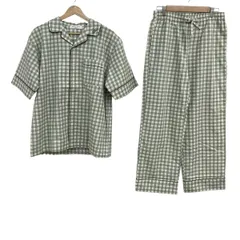 gelato pique(ジェラートピケ) メンズセットアップ メンズ美品  - ライトグリーン×白 チェック柄/ウエストゴム/ルームウェア/HOMME