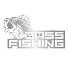 オリジナルデザインストア 【BASS FISHING】カッティングステッカー W15㎝×H8.3㎝ シルバー 銀 アウトドア キャンプ バス釣り クーラーボックス 車 バイク 屋外 防水 [銀] [横幅15㎝×縦幅8.3㎝]
