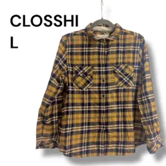 a1525 【綿100%】クロッシー フランネル チェックシャツ Lサイズ イエロー ネルシャツ