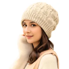 [Belle Iza Bella] ニット帽 レディース ケーブル編み (JP, アルファベット, Free Size, ベージュ) [ベージュ] [Free Size]