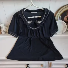 AXES femme ブラック レース パールカラー ブラウス