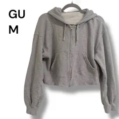 a1527 GU ジーユー クロップドスウェットフルジップパーカ グレー Mサイズ