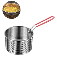 Asdays ポテトフライヤー フライヤー 網 網かご 揚げ物バスケット かき揚げリング フライドポテトバスケット 丸型 (直径12cm) [直径12cm]のサムネイル