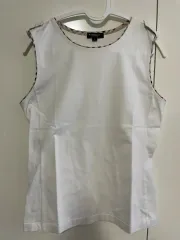 (韓国国内唯一 新品) BURBERRY LONDON バーバリー ロンドン 正規品 ノヴァチェック LINE 肩章 白 ノースリーブ