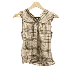 バーバリーブルーレーベル ノースリーブカットソー サイズ38 M レディース - ベージュ×ライトピンク×マルチ チェック柄/ギャザー