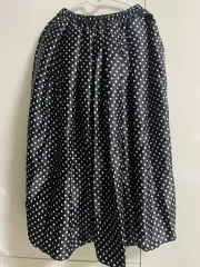 (新品) サテン ブラック ドット バルーンフィット フレア バンド ロング丈スカート