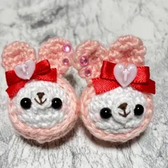 あみぐるみヘアゴム　ハンドメイド うさちゃん　ピンク